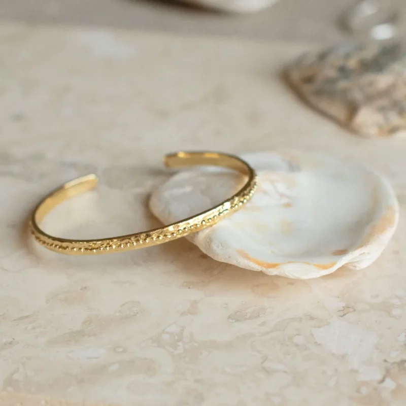 Chloe Textured Cuff Bangle - Pure By Nat - Silverado Jewellery