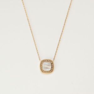 Square Pearl and Cubic Zirconia Necklace. AMIE, Paris