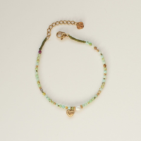 Turquoise Beaded Bracelet with Pearl and Heart Charm