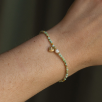 Turquoise Beaded Bracelet with Pearl and Heart Charm