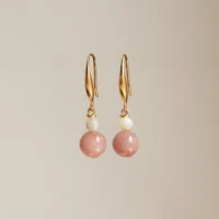 Strawberry Quartz and Moonstone Hook Earrings