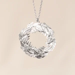 Exclusive - Silver Feather Wreath Necklace