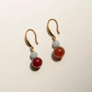 DSC_0375 Carnelian Agate and Aquamarine Hook Earrings