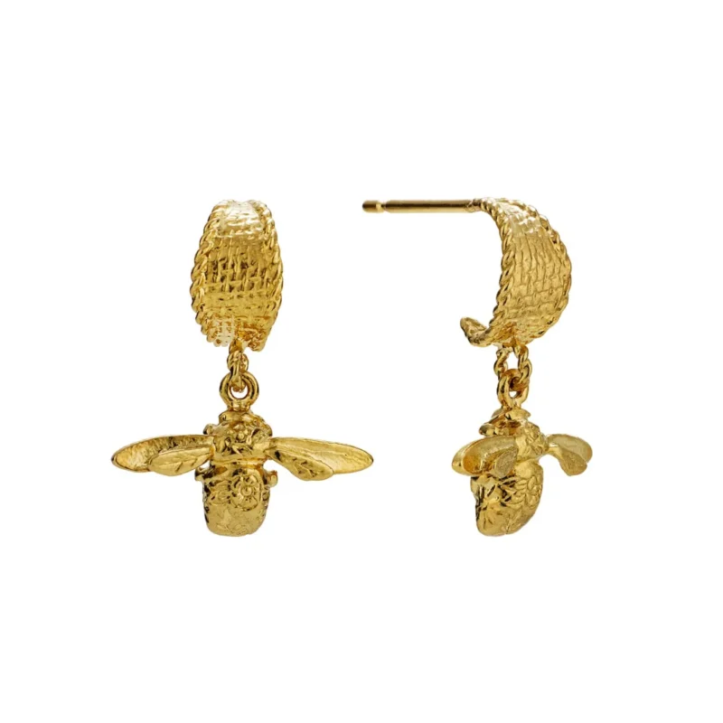 Basket weave hoop earring with engraved bee - Alex Monroe - Silverado Jewellery Basket weave hoop earring with engraved bee - Alex Monroe - Silverado Jewellery