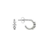 Silver bobble cubic zirconia hoop earrings - Silverado Classics - Silverado Jewellery