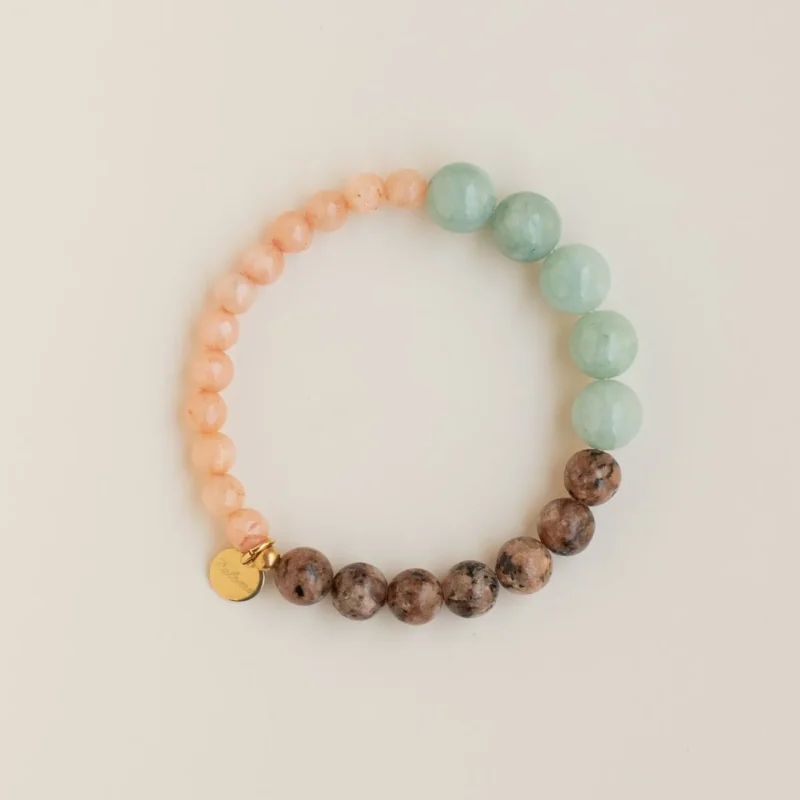 Jade and leopard skin beaded bracelet - PALOMA - Silverado Jewellery