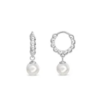 Silver bobble hoop earrings with pearl - Silverado Classics - Silverado Jewellery