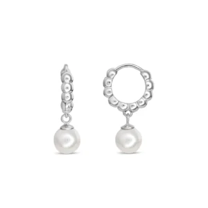 Silver bobble hoop earrings with pearl - Silverado Classics - Silverado Jewellery