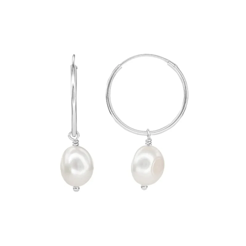 Silver pearl hoop earrings - Silverado Classics - Silverado Jewellery
