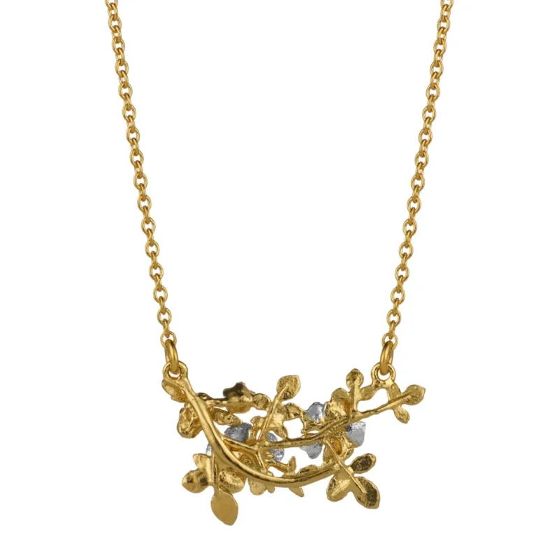 Inline wild rose and bee necklace - Alex Monroe - Silverado Jewellery