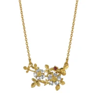Inline wild rose and bee necklace - Alex Monroe - Silverado Jewellery