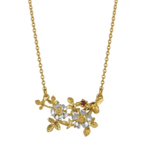 Inline wild rose and bee necklace - Alex Monroe - Silverado Jewellery