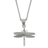 Silver engraved dragonfly pendant necklace - Alex Monroe - Silverado Jewellery