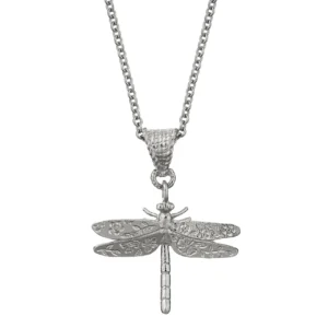 Silver engraved dragonfly pendant necklace - Alex Monroe - Silverado Jewellery