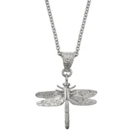 Silver engraved dragonfly pendant necklace - Alex Monroe - Silverado Jewellery