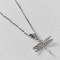 Silver engraved dragonfly pendant necklace - Alex Monroe - Silverado Jewellery