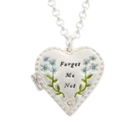 Silver Floral Heart Locket Necklace