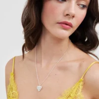 Silver Floral Heart Locket Necklace