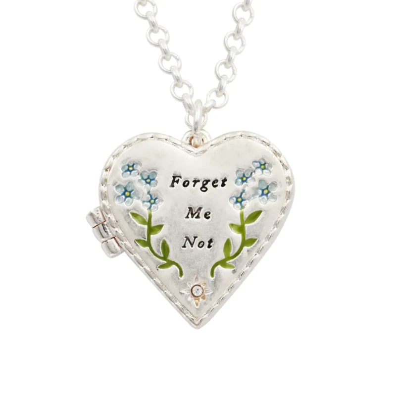 Silver Floral Heart Locket Necklace