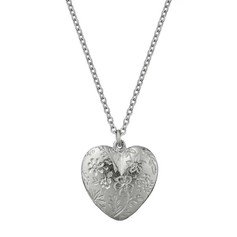 Silver Engraved heart necklace - Alex Monroe - Silverado Jewellery