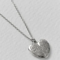 Silver Engraved heart necklace - Alex Monroe - Silverado Jewellery