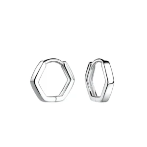 Silver hexagon huggie hoop earrings - Silverado Classics - Silverado Jewellery Silver hexagon huggie hoop earrings - Silverado Classics - Silverado Jewellery