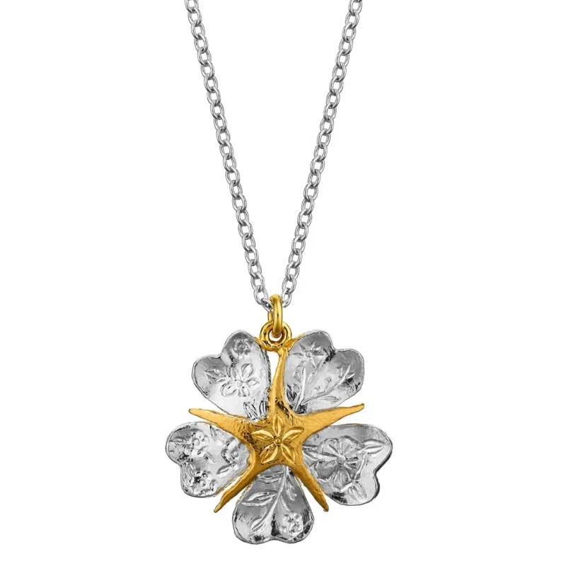 Floral engraved wild rose necklace - Alex Monroe - Silverado Jewellery
