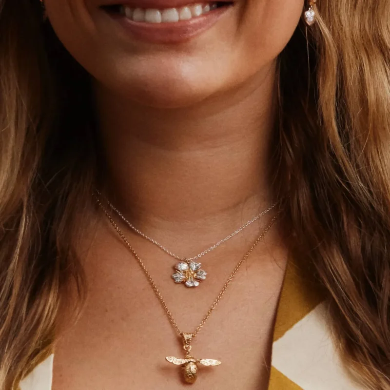 Floral engraved wild rose necklace - Alex Monroe - Silverado Jewellery