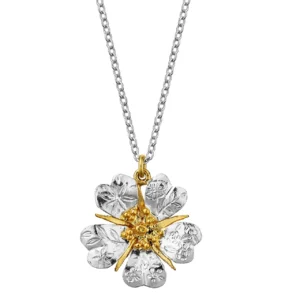 Floral engraved wild rose necklace - Alex Monroe - Silverado Jewellery