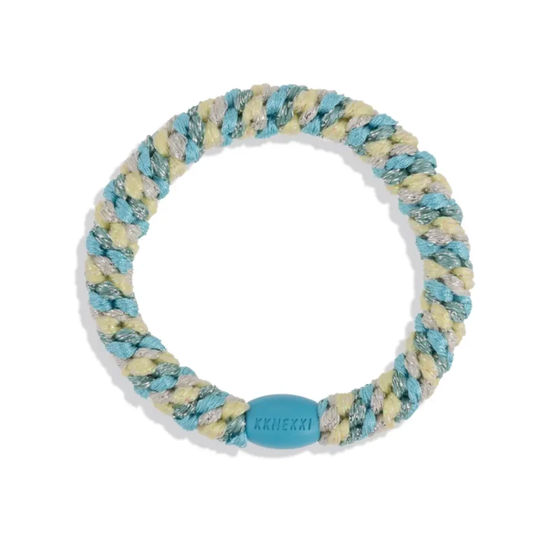 KKNEKKI turquoise stripe glitter hair tie - KKNEKKI - Silverado Jewellery