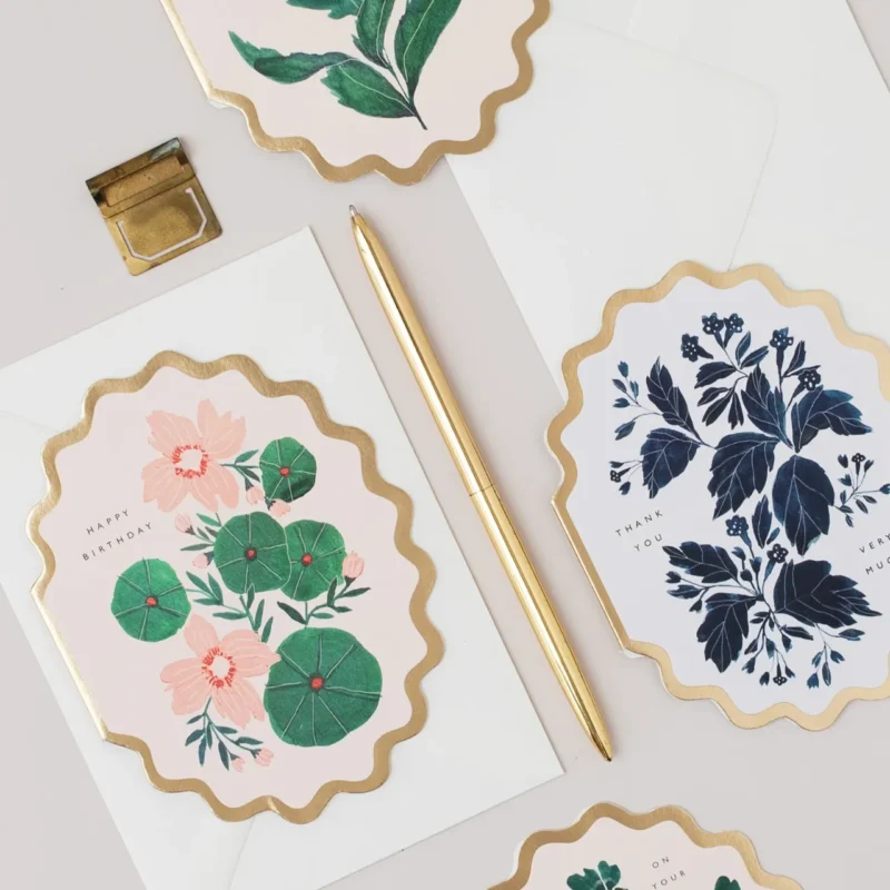 Happy birthday botanical scallop card - Katie Housley - Silverado Jewellery