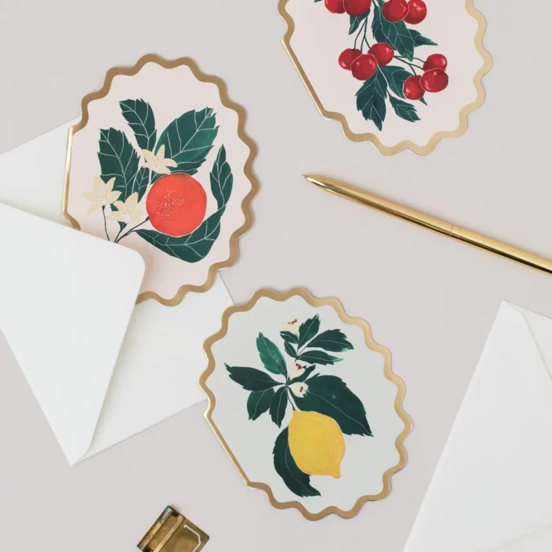 Orange Botanical scallop card - Katie Housley - Silverado jewellery