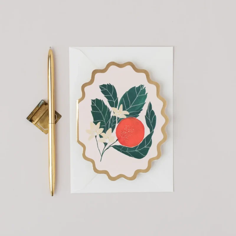 Orange Botanical scallop card - Katie Housley - Silverado jewellery