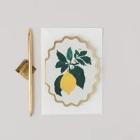 Lemon Botanical scallop card - Katie Housley - Silverado Jewellery