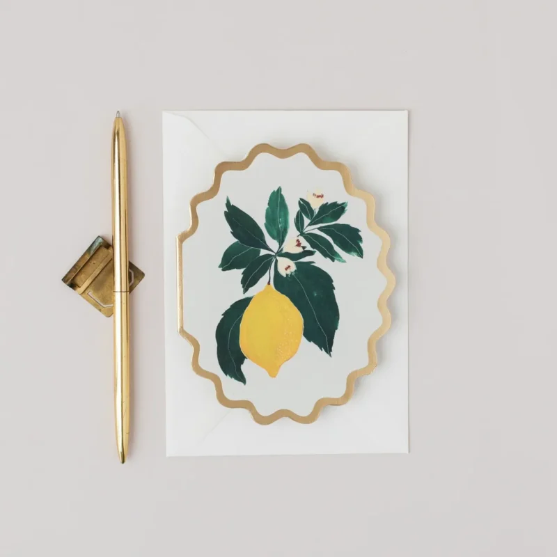 Lemon Botanical scallop card - Katie Housley - Silverado Jewellery