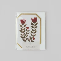 Botanical red flower concertina card - Katie Housley - Silverado Jewellery