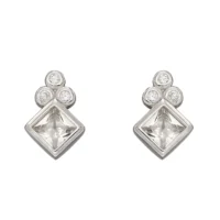 Silver sparkle diamond shape stud earrings - Silverado classics - Silverado Jewellery