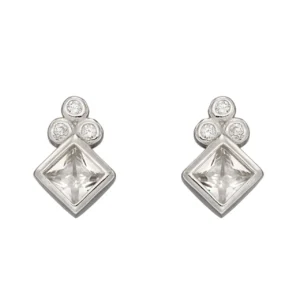 Silver sparkle diamond shape stud earrings - Silverado classics - Silverado Jewellery