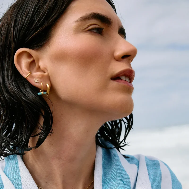 Tranquility Amazonite Huggie Hoop Earrings