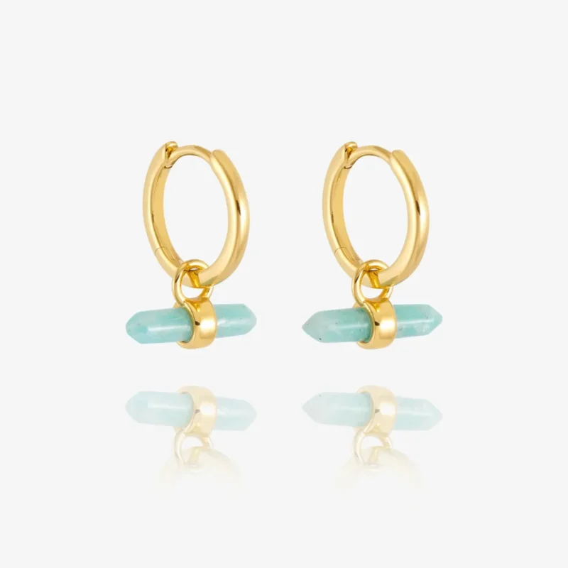 Tranquility Amazonite Huggie Hoop Earrings