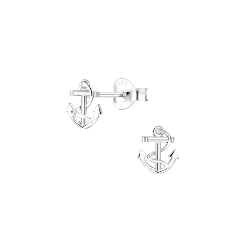 Silver anchor stud earrings - Silverado Jewellery