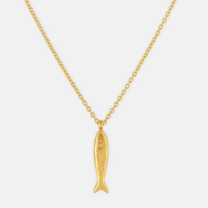 Gold Minnow pendant necklace - One and Eight - Silverado Jewellery