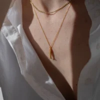 Gold Minnow pendant necklace - One and Eight - Silverado Jewellery