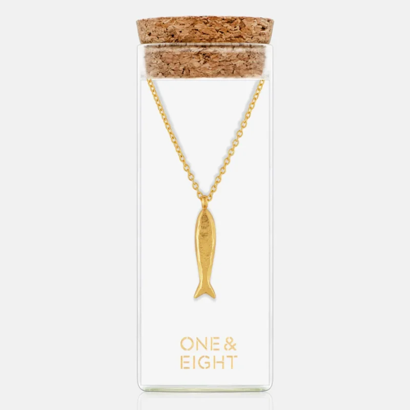 Gold Minnow pendant necklace - One and Eight - Silverado Jewellery