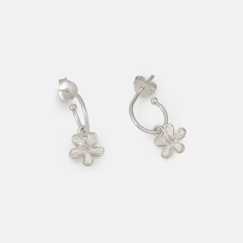 Silver forget me not hoop earrings - One and Eight Jewellery - Silverado Jewellery