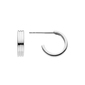 silver flat grooved hoop earring - Silverado Jewellery