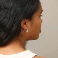 Medium Silver Organic Star Hoop Earrings