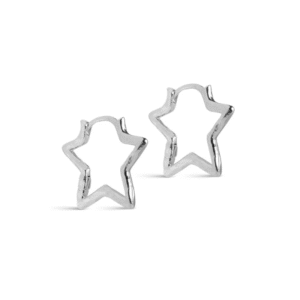 Medium Silver Organic Star Hoop Earrings