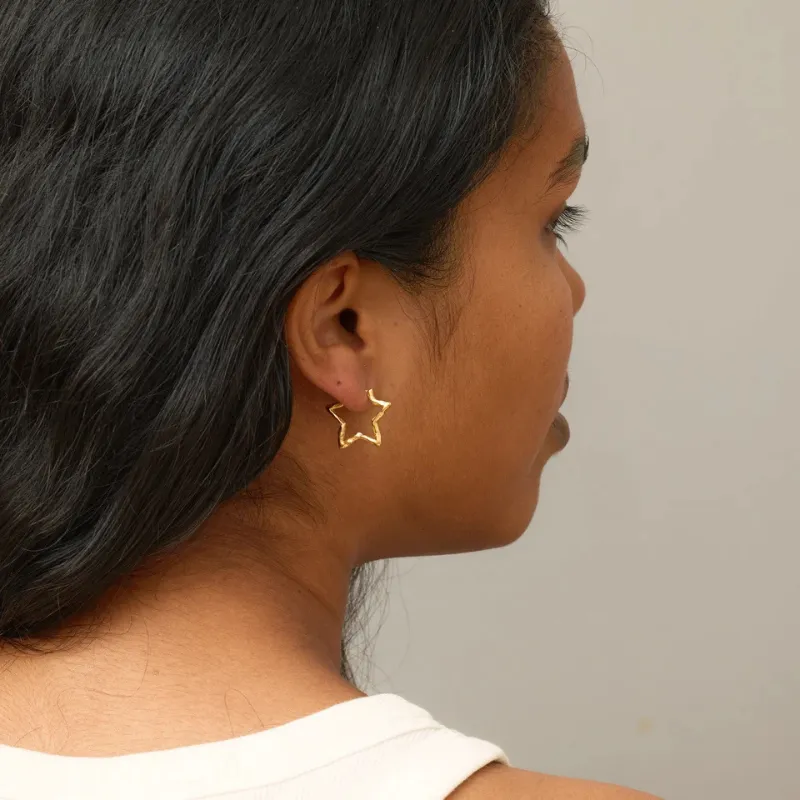 Medium Organic Star Hoop Earrings
