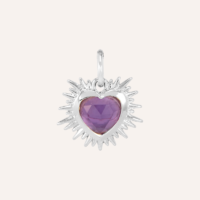 Silver Sacred Heart Birthstone Necklace